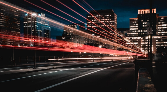 A street at night.